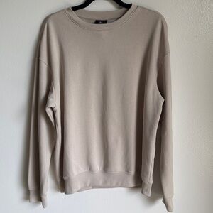 H&M Relaxed Fit Coupe Décontractée Crew Neck Sweater Light Beige Gray Medium